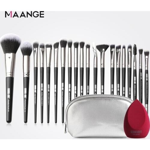 MAANGE brushes12/18/20 Makeup brushes set +Brush bag +Sponge Pro Beauty Make up brush Natural hair Foundation Powder Blushes