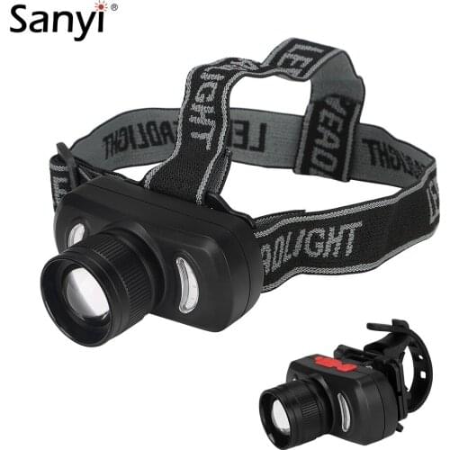 COB LED Zoomable Headlamp USB Rechargeable Headlight Waterproof Bicycle Head Light Lamp White Red Blue Lighting Built-in Battery