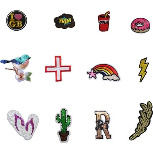 Fashion Cartoon Sequins Kids Hot Melt Adhesive Iron no Patch DIY Sewing Embroidery Badges supplies Accessories 5~10pcs for sale