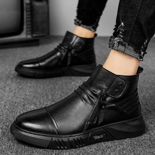 2021 Autumn And Winter New Men Boots High Top Shoes Outdoor Warm Boots Plus Velvet Man Snow Boots