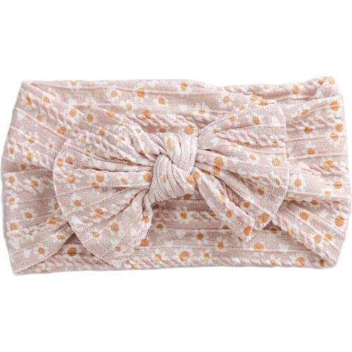 New Braid Nylon Bow Headbands Cable Design Print Bows Baby Turban Floral Elastic Hairband Hair Accessories For Girls Kids