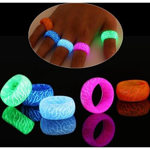 2020 New Colorful Luminous Resin Ring Women Men punk Fluorescent Glowing Rings Glow In The Dark Finger Ring Jewelry Gift
