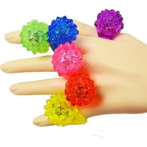 New Strawberry LED Flashing Finger Ring Bar DJ Rave Toys Light Up Elastic Rubber Blinking Ring for Prom Party Christmas Gifts