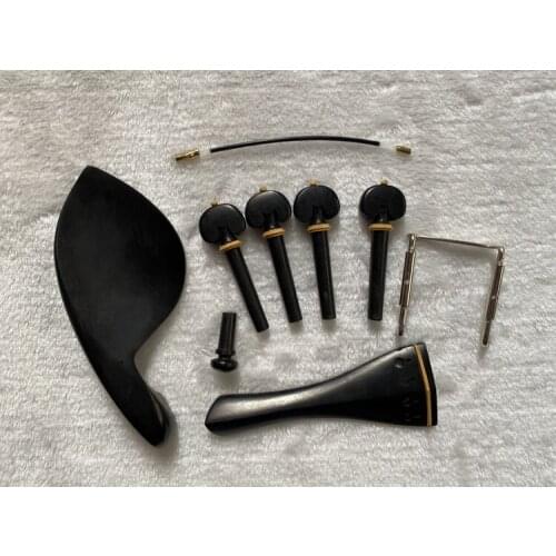 New top undyed ebony Luthier violin parts accessories 4/4 full size pegs, tailpiece, chinrest, endpin