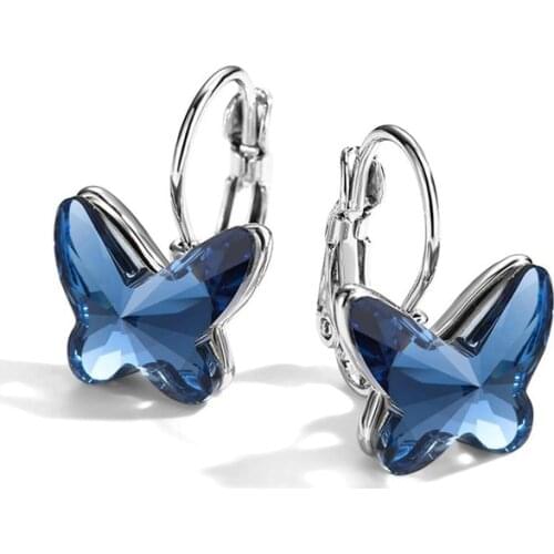 New Korean Fashion Butterfly Stud Earrings Jewelry INS Cute Purple Sapphire Butterflies Anti-allergic Earring Christmas Gifts