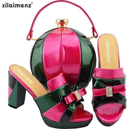 New Shop 40% Discount 2018 New Arrival Fashion Italian Women Shoes with Matching Round Bag for Wedding Women High Heels Slipper