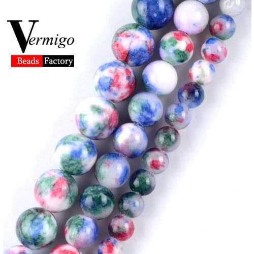 Wholesale Natural Stone Beads Multicolor Persian Jades Round Loose Beads Diy Bracelet For Jewelry Making 6 8 10mm 15"Strand