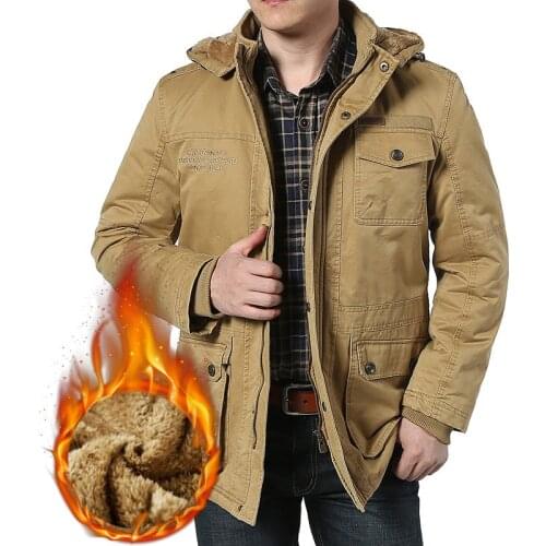 2020 Winter Parkas Jacket Men Hooded Collar Windbreaker Dad Coat Wool Liner Keep Warm Thicken Parkas Coat M-5XL Ropa De Hombre