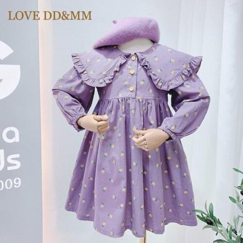 LOVE DD&MM Girls Dresses 2021 Autumn Fashion Kids Wear Button Flower Princess Long Sleeve Dress Kids costumes