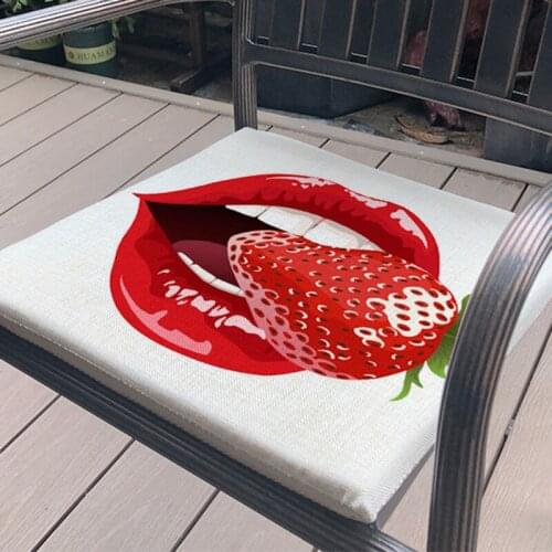 Chair Cushion linen Sexy red lips painting art work non-slip soft and Chair mat Home Hotel Bar office Cushions carpet