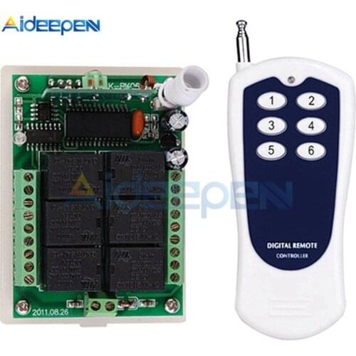 DC 12V 6CH 6 Channel RF Wireless Remote Control Transmitter & Receiver 315MHZ 3000M For Control Lamp Fan Motor 10A