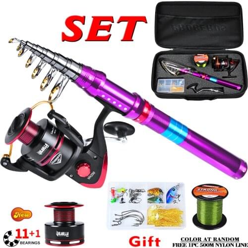 Proberos 1.8m-2.7m Fishing Rod and Reel Combo Kit Spinning Fishing Reel and Spinning Rods Fishing Line Lure Bag Hooks Full Set