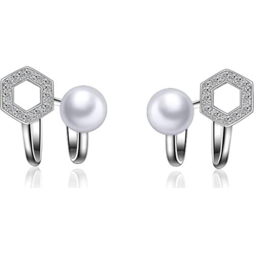 Fashion Jewelry New Design Shiny Zircon Pearl 925 Sterling Silver Clip Earrings for Women Jewelry Wholesale Gift Hot Sale