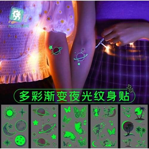 Stylish Design Luminous Tattoo Stickers Fashion Waterproof Temporary Body Sticker Club Party Disposable Noctilucent tatouage