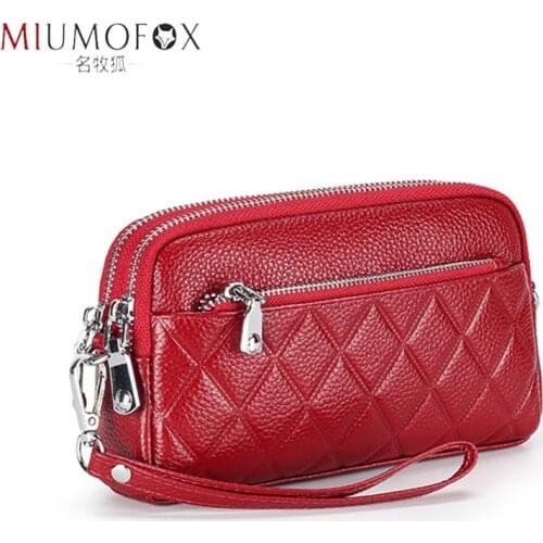 Genuine Leather Cross Body Bags for Women Double Zip Clutch Wallet 2021 Messenger Bag Ladies Leather Handbag Purse and Handbags