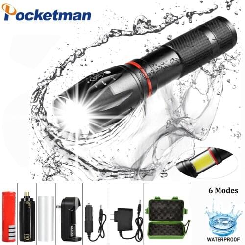 6 Modes LED XML T6+COB Flashlight 8000LM Rechargeable Lantern Torch Tail Magnetic Water-Resistant by AAA 18650 flashlight