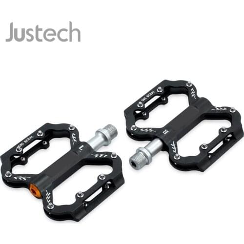 Justech 2 Pcs Bike Pedals For Cycling MTB tricycle Aluminum Alloy Plating Surface Platform DH Downhill Bearing Pedals 9/16"