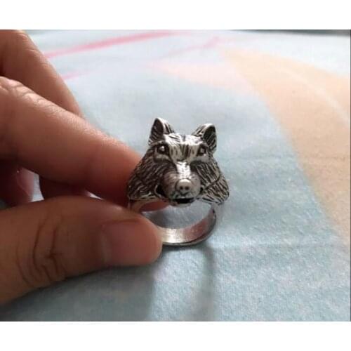 Drop shipping-3D Vintage Grey Wolf Ring