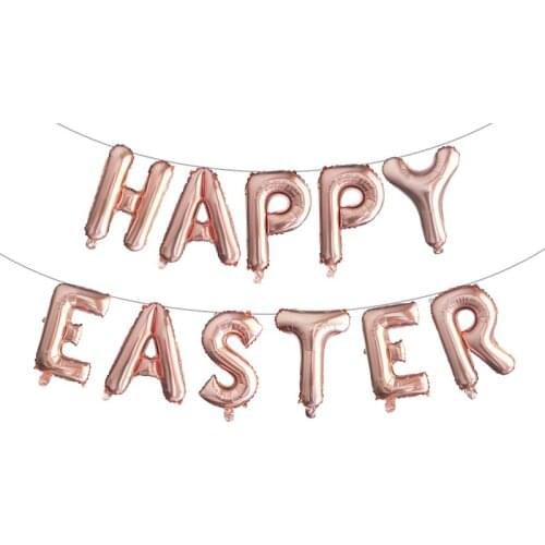 11pcs/set 16 inch Happy Easter Foil Balloons Rose Gold Letters Globos Happy Easter Theme Party Decorations Air Globos Supplies