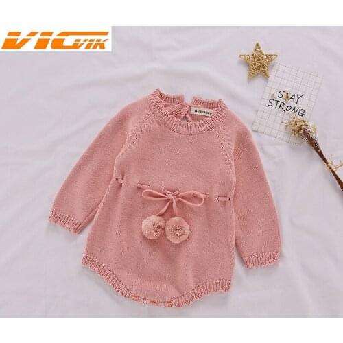 Baby Girl Long-Sleeve Knitted Overalls Autumn Baby Knitted Rompers Sweater Baby Girl Romper Infant Girl Princess Cotton Clothes