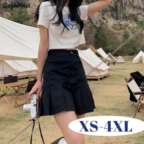 Skirts Women Above Knee Pleated Streetwear Sexy Ruffled Summer Ulzzang Ins High Waist Sweet Female Skirt Chic Oversize S-4XL