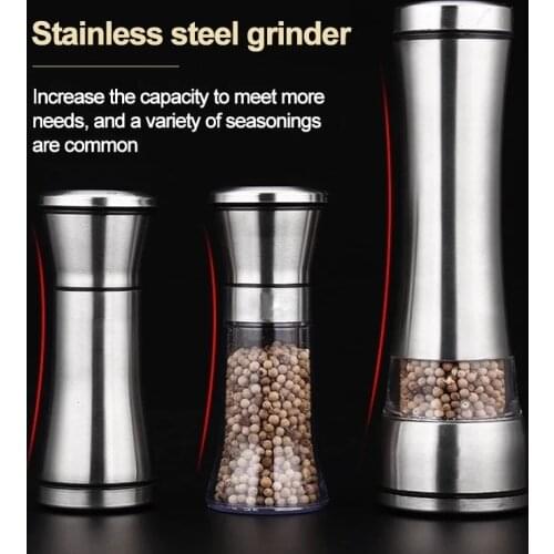 Salt and pepper grain mill shakers stainless steel metal food grinder pulverizer spice jar condiment container kitchen tools