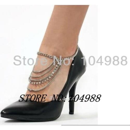 FREE SHIPPING 2014 STYLE BY-193 Women Shoe Heel Chain Jewelry Rhinestone Metal Chain Anklet Chain Jewelry