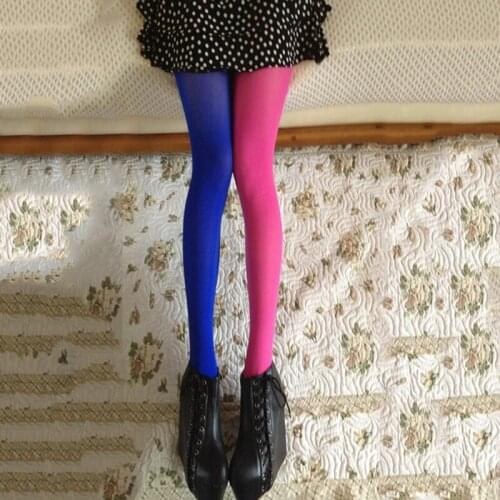 Women Fashion Tights Patchwork Footed Asymmetry Stretchy Pantyhose Stockings Elastic Solid Sexy Stocking Lady Girls 2Colors 120D