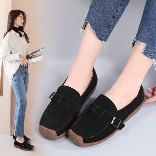 Woman Loafers Casual Moccasins Faux Suede Quality Comfortable Female Flat Shoes Slip On 2021 Ladies Comfort Plus Size