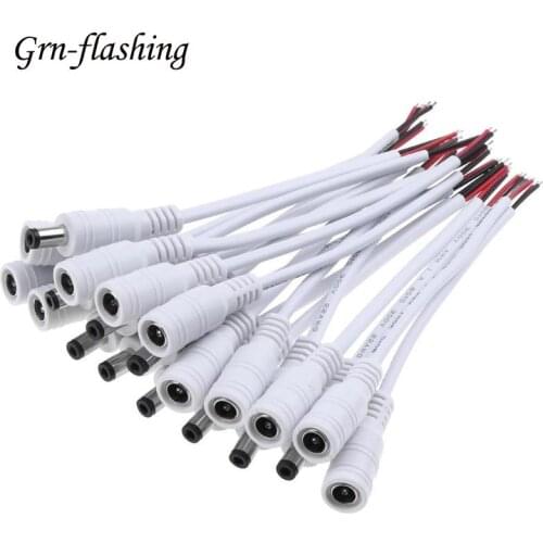 1/5/10 Pcs 5.5x2.1mm DC Male Female Power Plug Cable Wire Jack Adapter Connector for CCTV Single Color 3528 5050 LED Tape Light