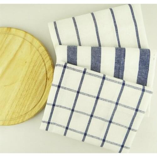 1Piece High Quality Blue White Check Striped Tea Towel Kitchen Towel Napkin Table Cloth Yarndye Fabric