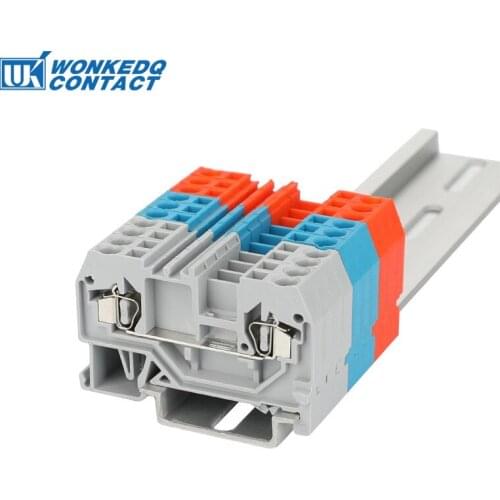 10Pcs 280-901 Connector DIN Mount Spring Cage Connection Terminal Blocks 2 Conductor through