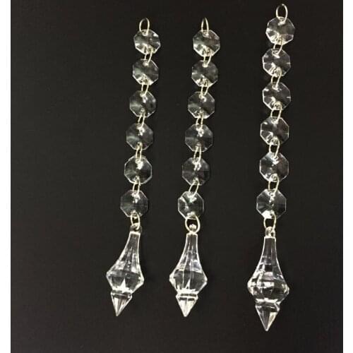 10pcs 6 Octagonal CLEAR CRYSTAL FRENCH PRISMS CHANDELIER LAMP WEDDING PARTY DECORATIONS CHAIN Centerpiece SUPPLIES