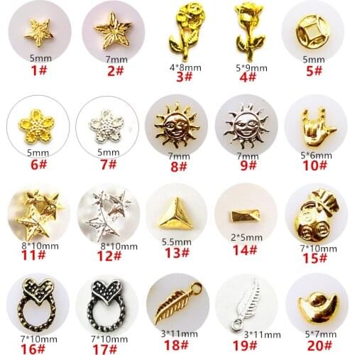 10pcs/lot Japan Korea 3D Nail Art Decorations Metal Rose Flower Star Nail Parts Alloy Nail Accessory Charm Nail Tools Supplies