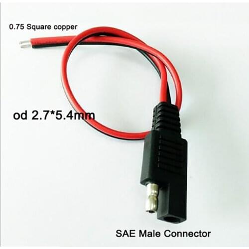 10A solar cell extension cable 18AWG car battery cable SAE Male connector 30CM 0.75 Square