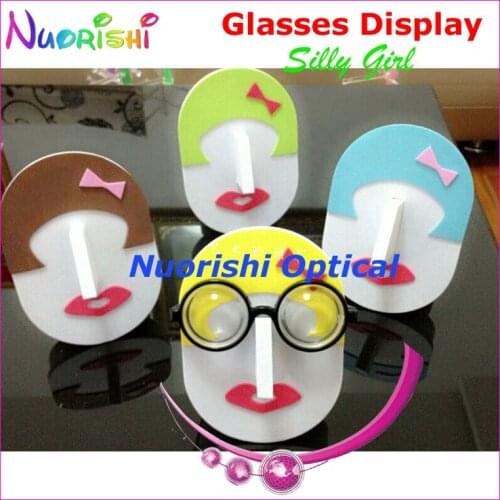 2pcs Silly Girl Series 8 Types Funny Faces Eyeglass Sunglass Glasses Props Shelf Display Stands Holder CK521 Free Shipping