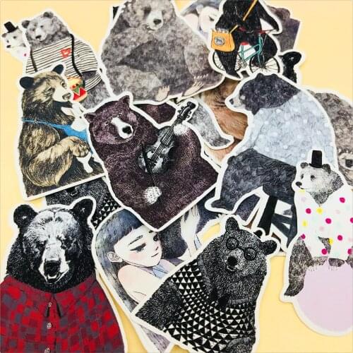 22 Pcs Creative Cartoon Bear Animal Stickers Decoration Stationery Diy Diary Scrapbooking Label Album Junk Journal Happy Planner