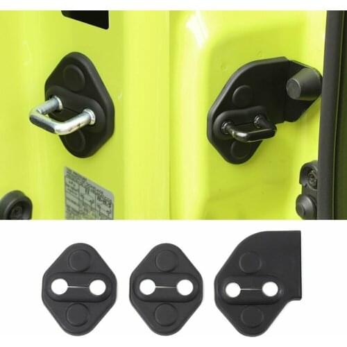 3*Black ABS Car Door Lock Cover Buckle Cover Trim Fit For Suzuki Jimny 2019-2020 Cover Trim