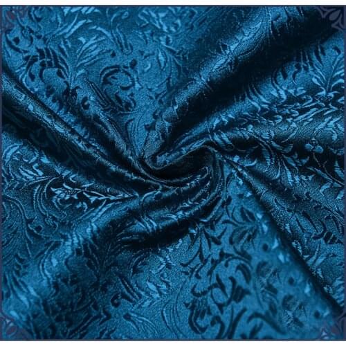 75x 100cm Metallic Jacquard Brocade Fabric, blue wheat floral pattern 3D jacquard yarn dyed fabric for Womens Coat Dress Skirt