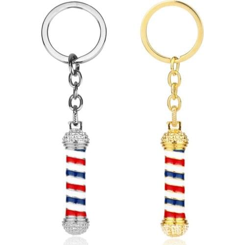 Barber Shop Pole Key Chain Alloy Keychain Accessories Pendant Key Ring Charms Keychains for Ladies