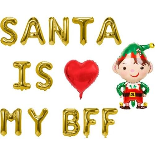 Santa Is My BFF Banner Mylar Foil Balloons Holiday Supplies Christmas Home Decor Party Accessories