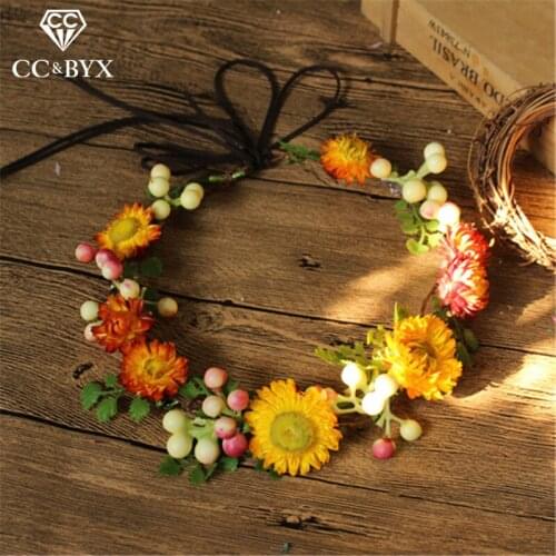 CC Wedding Engagement Jewelry Crown Sunflower Garland Hairbands Hair Accessories For Bride Seaside Vacation Forest Style mq034