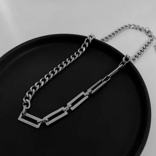 Titanium Steel Cuban Clavicle Chain Fashion Hip-Hop Asymmetric Splice Jewelry Vintage New Design Necklaces Women Chunky Chokers
