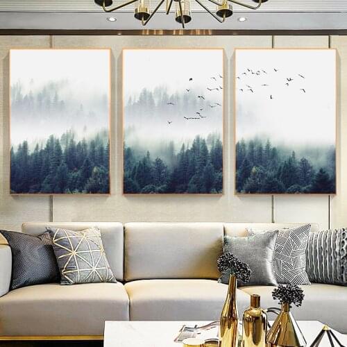 DDHH Nordic Decor Forest Lanscape Wall Art Canvas Poster Print Canvas Painting Decor Picture For Living Room Home Decor No Frame