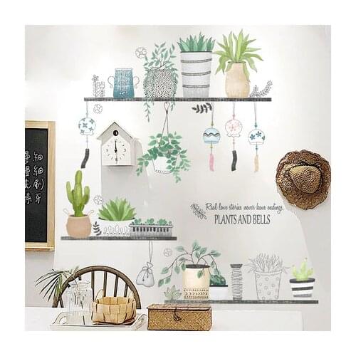 DIY Plant Potted TV Wall Home Decoration Vinyl Wall Stickers Creative Modern Flower Living Room Decals Poster Mural