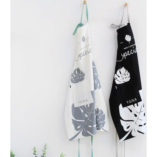 Sqinans Cotton Kitchen Aprons Printed Anti-fouling Apron Baking Coffee Shop Working Apron Adjustable Women Sleeveless Apron