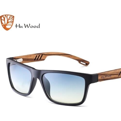 HU WOOD Brand Design Zebra Wood Sunglasses For Men Fashion Sport Color Gradient Sunglasses Driving Fishing Mirror Lenses GR8016
