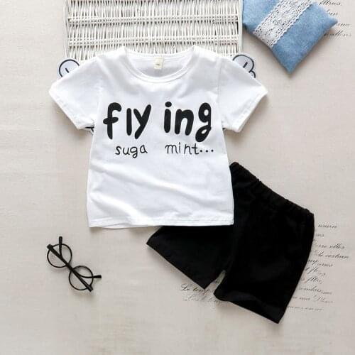 Boy Set 2021 New Fashion Kids Boy Summer Kids Boys Letter Print Clothes Top +Shorts Clothing Suit Baby Casual Outfits for 1-5T