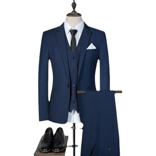 3 Pieces Business Blazer+Vest+Pants Suit Sets Men Autumn Fashion Solid Slim Wedding Set Vintage Classic Blazers Male Suit Dress