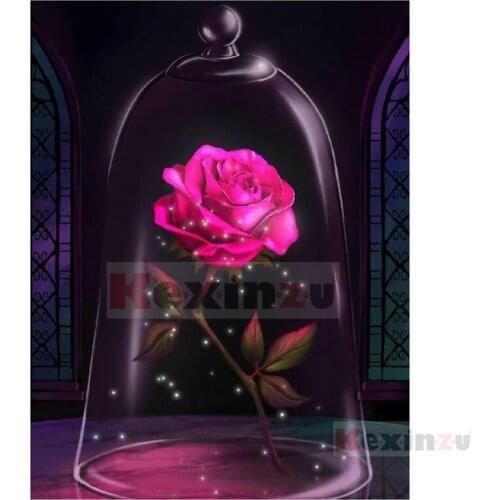Kexinzu Full 5D DIY Square/Round Drill Diamond Painting "Flower Pink" 3d Diamond Embroidery Cross Stitch Decor Gift D02